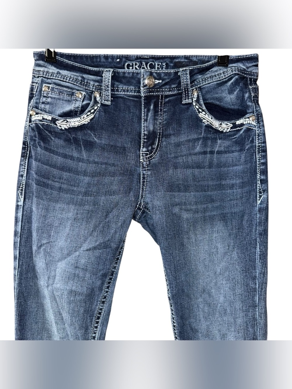 Grace in LA stretch bootcut jeans with embellishments embroidery women’s sz 28 - Picture 6 of 15